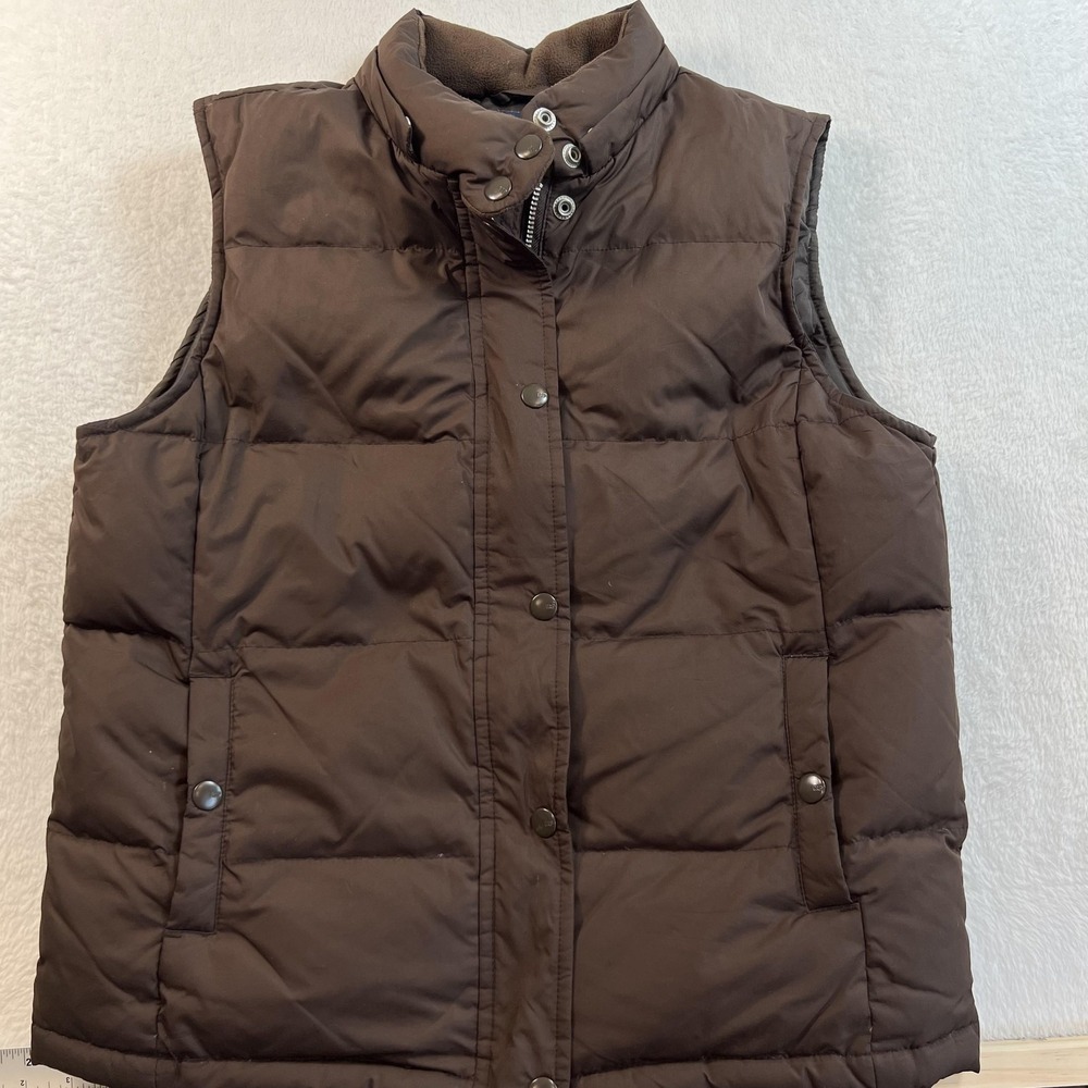 Gap Vest Womens Medium Brown Quilted‎ Puffer Full Zip Snap Collar Down